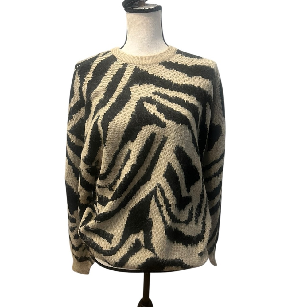 Zebra Print Black and Cream Sweater